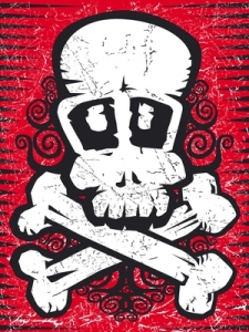 skull against red background